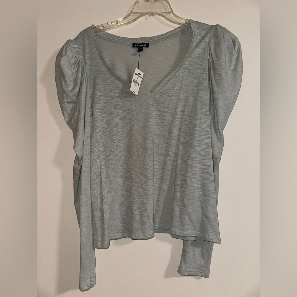 Express Gray Puff Sleeve Blouse